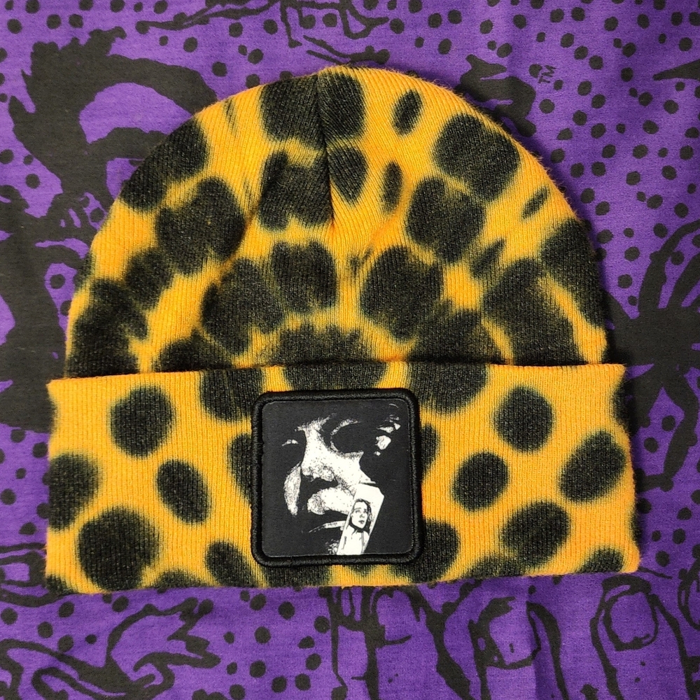 Halloween Michael Myers Orange Black Tie-Dye Beanie